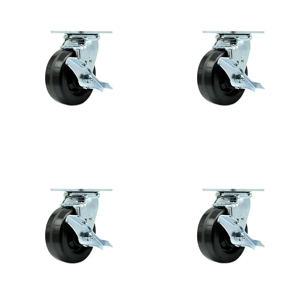 Service Caster TOOL-SCC-30CS520-PHB-TLB-4 Tool Box Caster Wheel Set - 5 in. Flat Free, Zero Maintenance Phenolic Wheels - Industrial Grade - 4 Swivel Casters with Top Lock Brakes