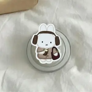 Cute Winter Bunny Magnetic Phone Grip Kawaii Latte Rabbit Griptok, Cozy Aesthetic Phone Holder, Gift for Bunny Lovers & Fall Fans