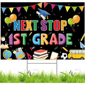 Class of 2026  Graduation Sign 2026 graduation decorations Next Stop1st Grade Graduate Yard Sign with Stake Colorful Congrats Grad Banner for  Graduation Decorations Kinder Grad Party Supplies (Black)