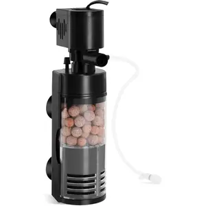 Quiet Electric Aquarium Sponge Filter 10-40 Gallon Fish  Filter with Bio Balls Airtubing, Submersible Aquarium in- Power Filter 7W 100 GPH