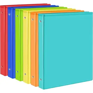1 Inch Binders 3 Ring with 2 Interior Pockets, Holds 200 Sheets Letter Size Pape, Versatile Binders for Office Home School, Colored, 6 Pack