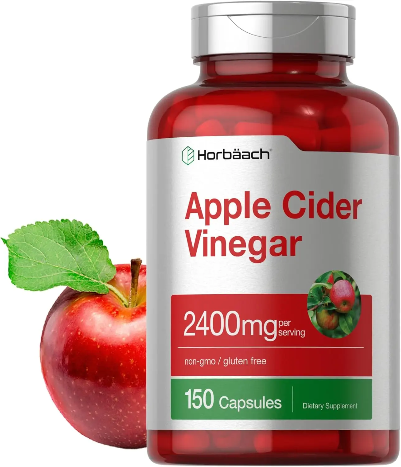 Horbaach Apple Cider Vinegar Capsules | 2400mg | 150 Count | Non-GMO, Gluten Free Supplement