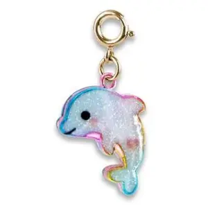 Gold Glitter Tie-Dye Dolphin Charm