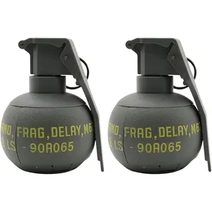 M67 Airsoft Grenade Toys 2Pcs Tactical Grenades Plastic CS Battle Game Toy with Pull Ring for Age 14+ (Green)