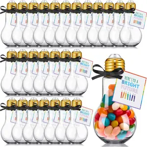 36 Set 100 ml Plastic Clear Light Bulb Jars with Bright Future Card and String Light, Fillable Lightbulb Ornament Candy Container for Crafts, 2026 Colorful Graduation Party Decor Supplies