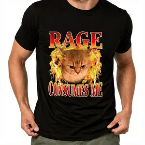 Cat Rage Is Consuming Me Funny Angry Meme Cats Humor T-Shirt