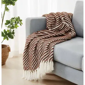 Brooklyn Loom 50"x70" Diagonal Chenille Stripe Throw Brown Brooklyn Loom 50"x70" Diagonal Chenille Stripe Throw Brown