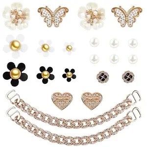 Bling Shoe Charms for Women – Pearl, Flower & Rhinestone Chains – Cute DIY Accessories for Sandals & Clogs