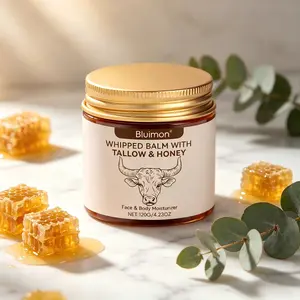 Grass-Fed Whipped Tallow & Honey Lip & Body Balm, Deep Nourishing Moisturizer for Dry, Chapped Skin, All-Over Hydrating Skin Cream for Sensitive & Rough Skin