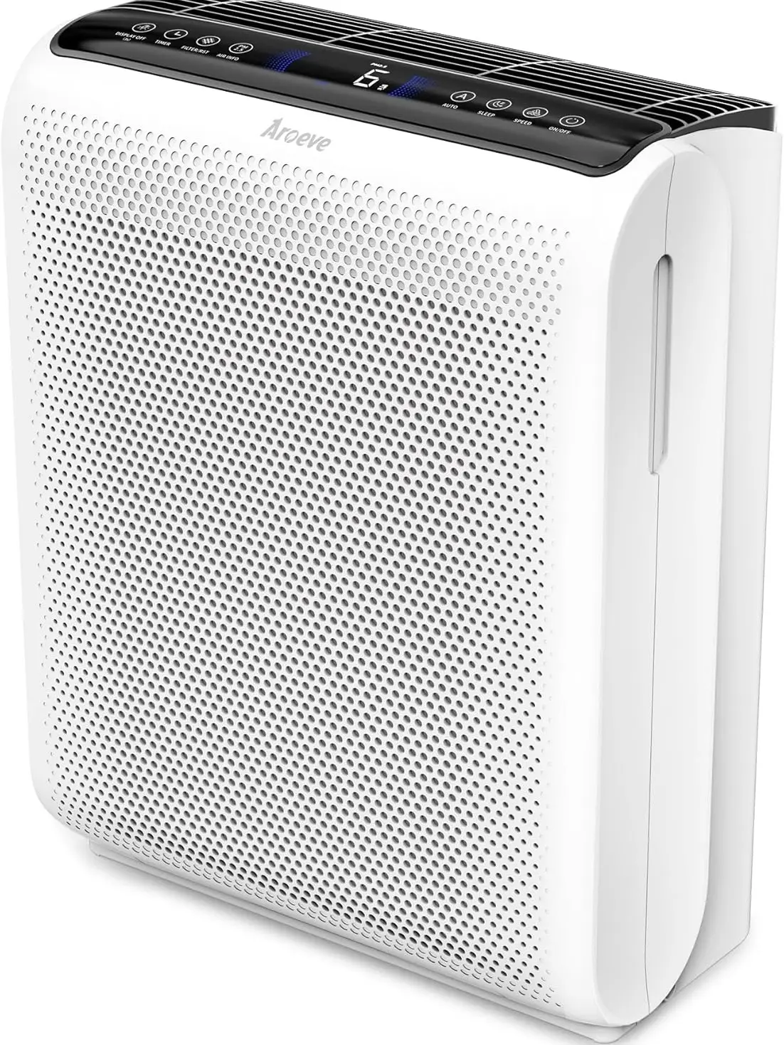AROEVE Air Purifiers for Bedroom Home Large Room Up to 1504 Ft², 5 Layer Filter for Smoke Pollen Allergies Pet Dander Odor, Air Quality Monitor, Sleep Mode, Timer for Office, Dorm, Kitchen, MK07 White