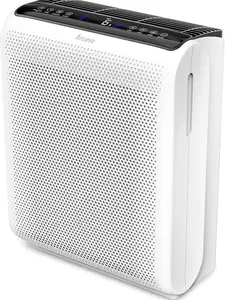 AROEVE Air Purifiers for Bedroom Home Large Room Up to 1504 Ft², 5 Layer Filter for Smoke Pollen Allergies Pet Dander Odor, Air Quality Monitor, Sleep Mode, Timer for Office, Dorm, Kitchen, MK07 White
