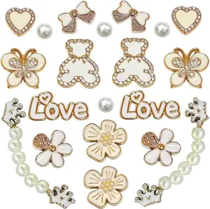 Bling Shoe Charms for Women, Sparkling Rhinestones for Clogs & Sandals, Flower, Pearl & Butterfly DIY Decorations, Cute Shoe Accessories for Party Favors