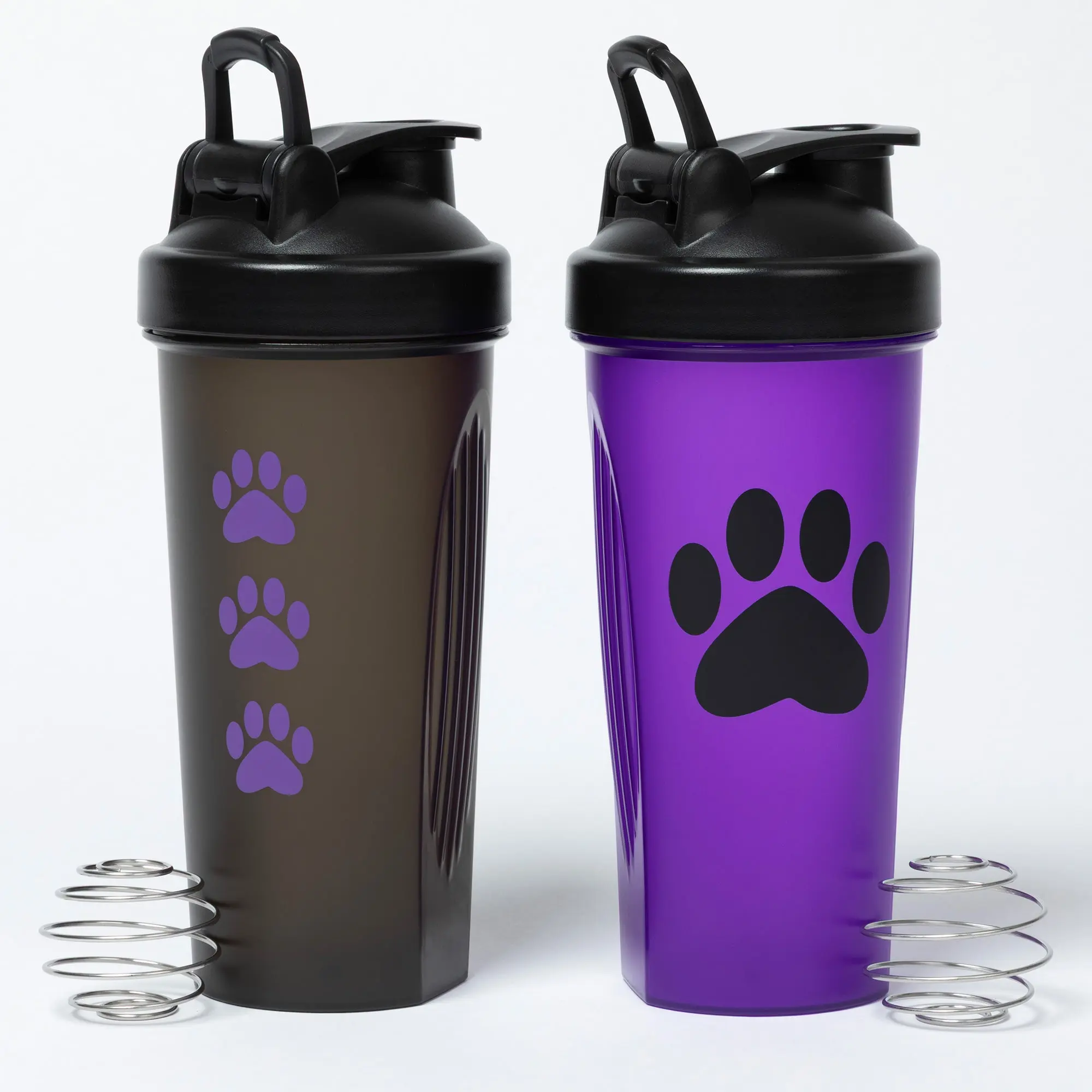 Paw Print Protein Shaker Bottle | 20 oz Mixing Cup with Stainless Steel Whisk Ball