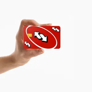 Red Uno Reverse Card - Glossy Credit Card Skin Cover Decal Sticker (SMALL CHIP)