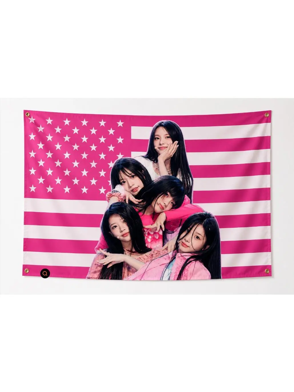ILLIT Pink American Flag Wall Tapestry 3x5 Ft, K-Pop Fan Room Decor, Aesthetic Wall Banner for Bedroom, Dorm, Living Room, Cute Gift for K-Pop Lovers