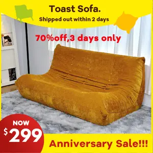 【Clearance sale】ToastSofa Ergonomic Bean Bag Lounge Chair-3 seater – Hand-Tufted Togo-Style Floor Sofa with Plush Linen Fabric – Boneless Caterpillar Design, No Assembly Required – Ideal for Living Room, Bedroom, or Apartment