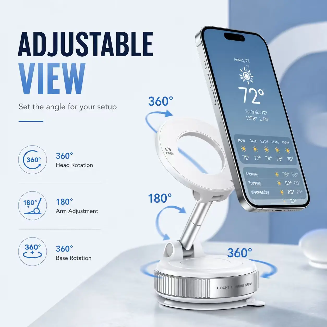 Magnetic Car Phone Holder, 360° Rotation Dashboard Air Vent Mount for iPhone Samsung Android, Hands-Free,Magnetic Phone Mount for Car, Dashboard Windshield Vent Clip 360° Adjustable Stand for All Smartphones