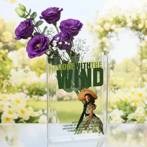Gone With The Wind Acrylic Book Vase – Literary Bookish Home Decor for Readers, Classic Novel Lover Gift, Vintage Library Floral Book Vase