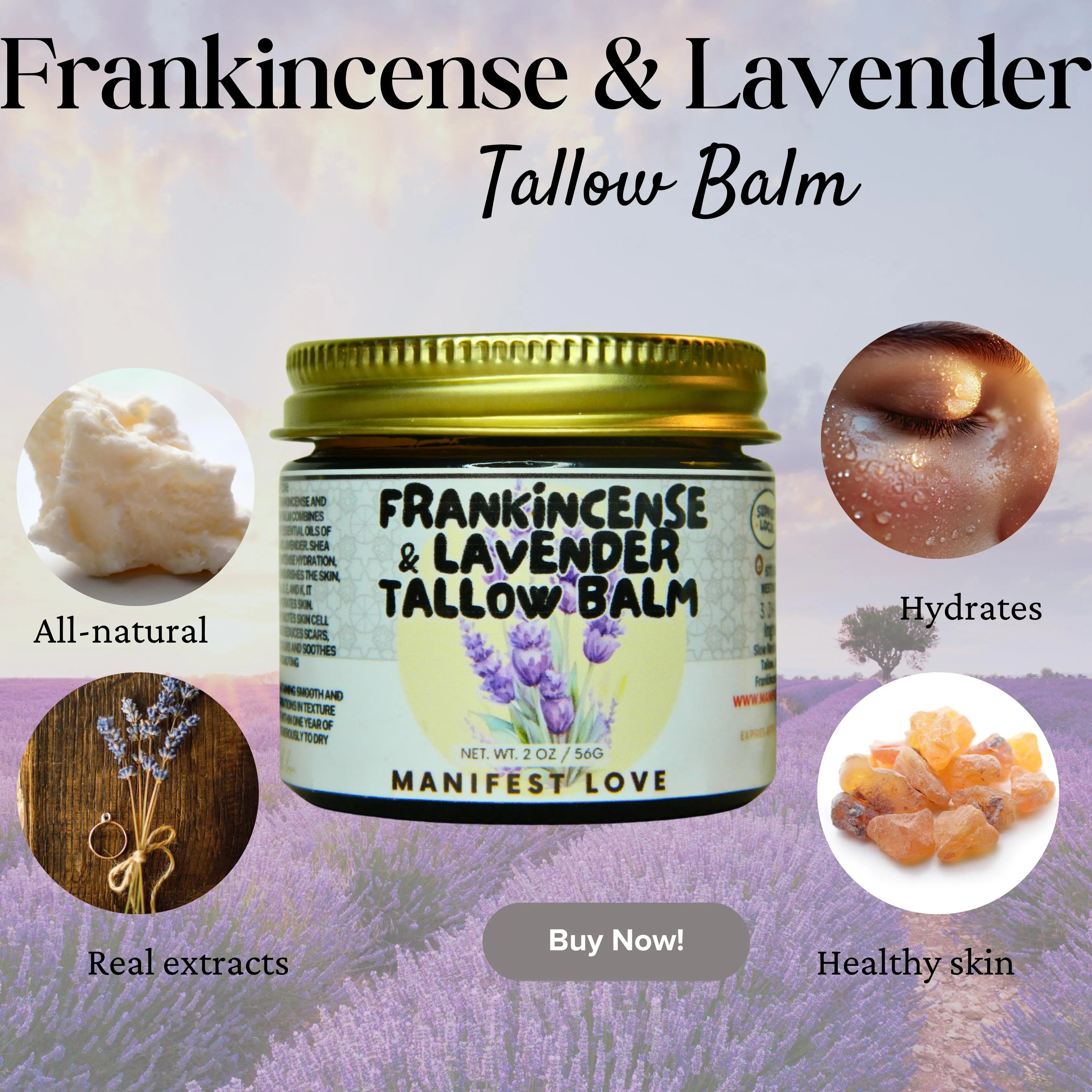 Frankincense & Lavender Tallow Balm – Deep Hydration & Skin Renewal