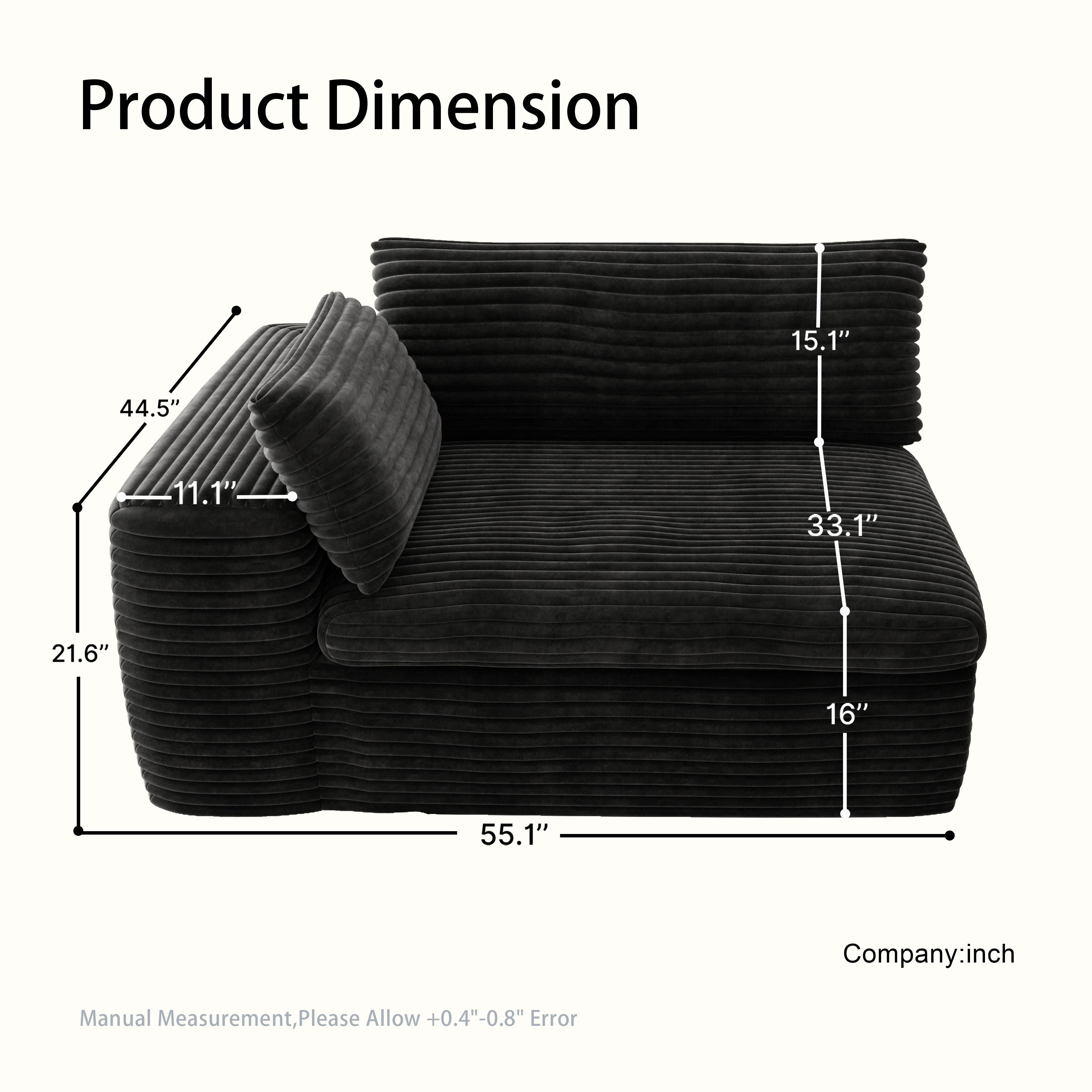 Modular Sectional Sofa Bed, Corner Couch with Chaise Lounge, Oversized Plush Corduroy Sleeper Sofa, No Assembly Required - Couch in a Box for Living Room & Bedroom，Oversize Compression Boneless Sofa Bed Plush Corduroy Sofa Bed