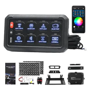 8 Gang Bluetooth RGB Switch Panel with APP Control – Toggle/Momentary/Flash/Strobe Modes, Memory Function, Waterproof Relay Box for Truck ATV SUV UTV Boat