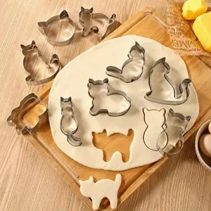 9pcs Cute Cat Shaped Cookie Cutter, Stainless Steel Cookie Cutter, Dessert Mold, Cake and Chocolate Mold, Suitable for Home Kitchen, Restaurant, Party, Cookie Cutters Home