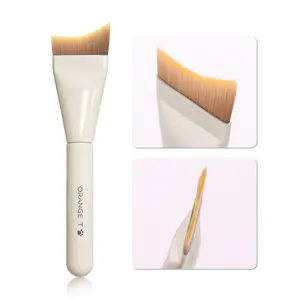 ECHANEW Professional Angled Foundation Brush - Seamless Contouring & Buffing Makeup Brush, Beige Ergonomic Plastic Handle, High-Density Synthetic Bristles for Liquid, Cream & Powder, Precision Angled Design for Flawless Finish
