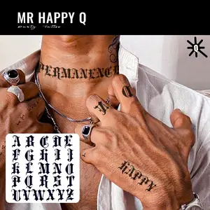 Realistic Gothic Letter Temporary Tattoo Sticker, Waterproof Non-Reflective Art Design, Perfect for Parties, Events, Fashion, Body Paint