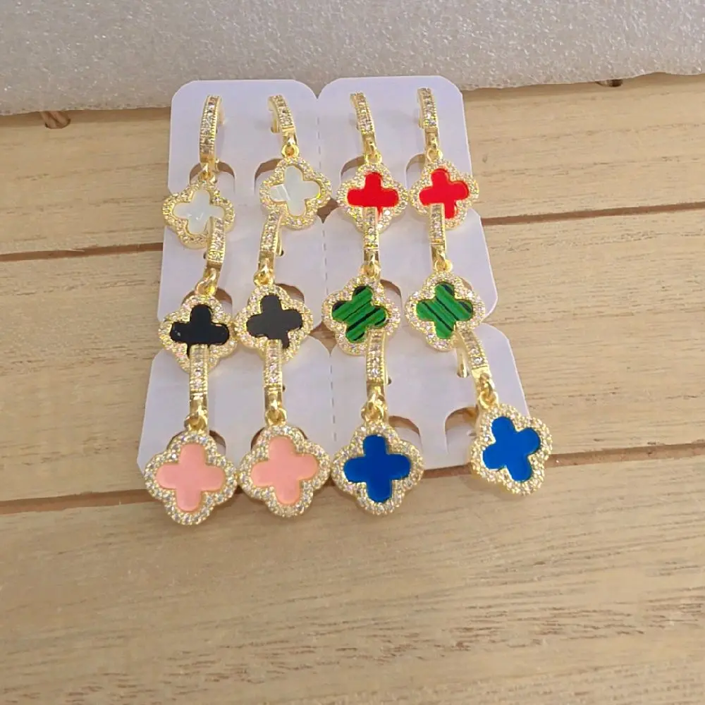 Gold Plated Clover Little Earrings, Set of 6, Jewelry Accessories