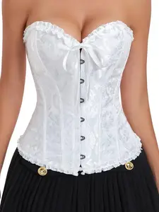 1piece Women's Renaissance Floral Lace Tie-Waist Corset/Shaping Suit Halloween costumes, party outfits Overbust Corset Bustier Satin