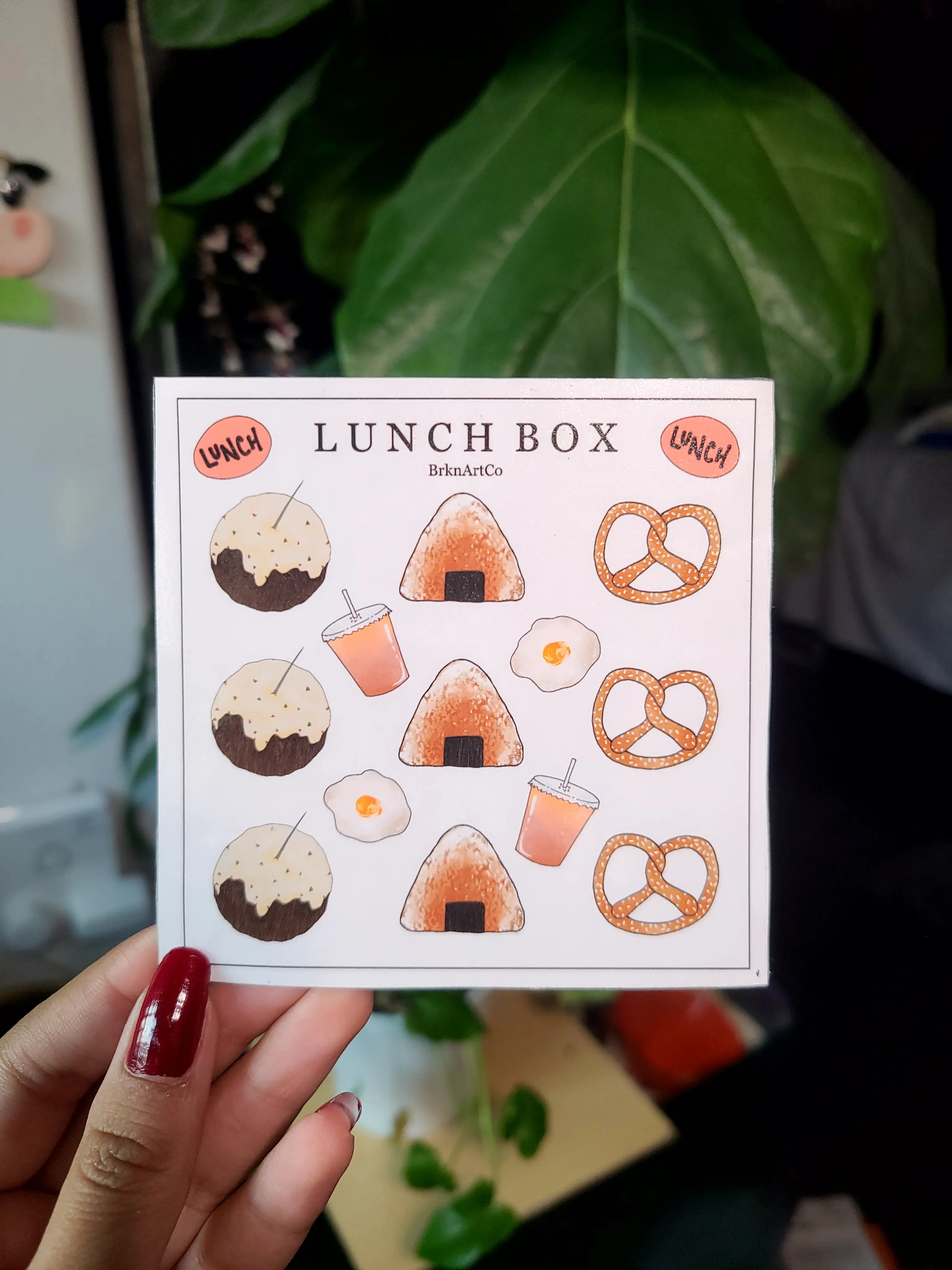 Lunch Box Sticker Sheet - Food Themed Sticker Set - Decals for Planner, Journal, Sketchbook, etc.  - NOT Kiss Cut