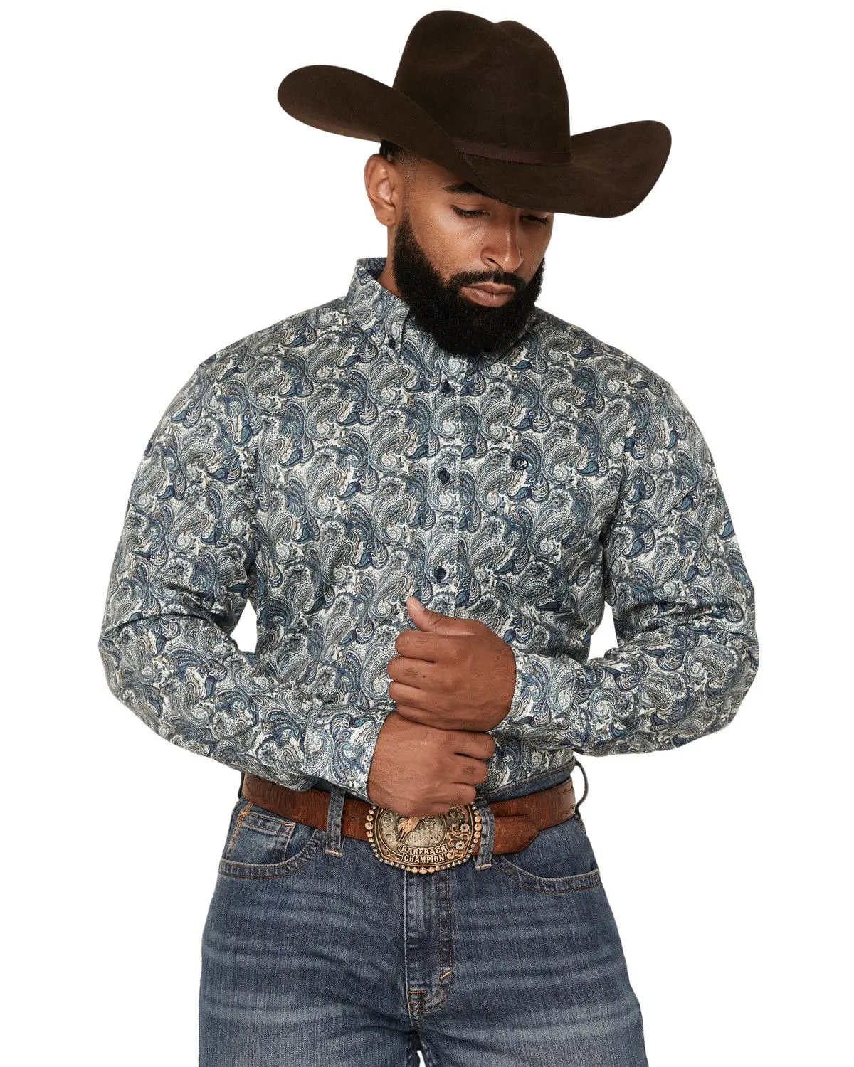 Cody James Men's Men'S Lost Resort Paisley Print Long Sleeve Button-Down - Cjfa26w21-Bl