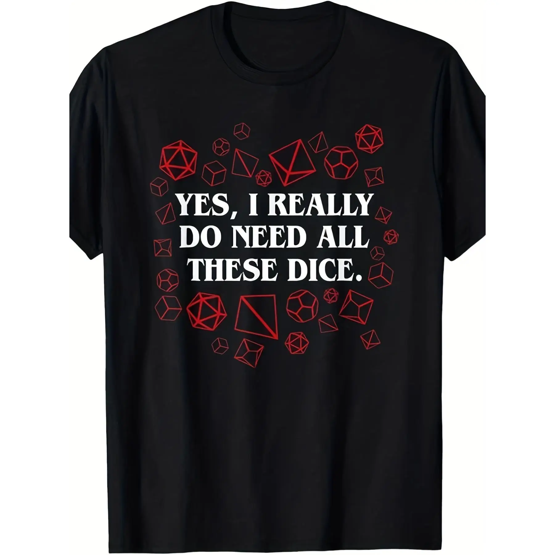 Men's Retro D20 Dice T-Shirt - Funny Roleplaying Game Graphic Tee with Polyhedral Dice Set Design, Comfortable Casual Shirt for Tabletop Gamers & D&D Fans