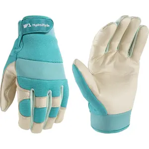 Lamont Women's Hybrid Work/Gardening Gloves| Water-Resistant HydraHyde Leather| Small (3204S), Aqua