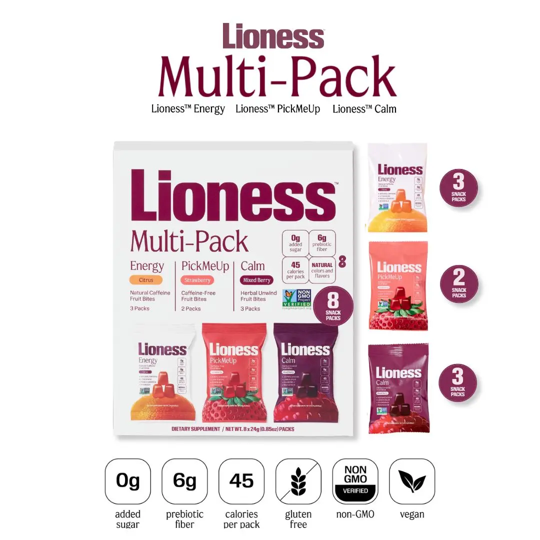 Lioness Functional Gummies Variety Pack for Women – Energy, Calm & Craving Support Gummies | Natural Focus, Relaxation & Appetite Support | Citrus, Strawberry & Mixed Berry | 8 Pack