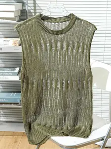 Men's Solid Knitted Vest, Regular Fit Casual Sleeveless Jumper Vest for Fall & Winter, Men's Knitwear for Daily Wear, Sleeveless Sweater Vest