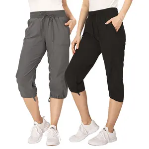 Ultra Performance Women's 2-Pack Stretch Capri Cargo Pants - Athletic & Comfortable for Hiking & Summer Wear - Available in Plus Sizes