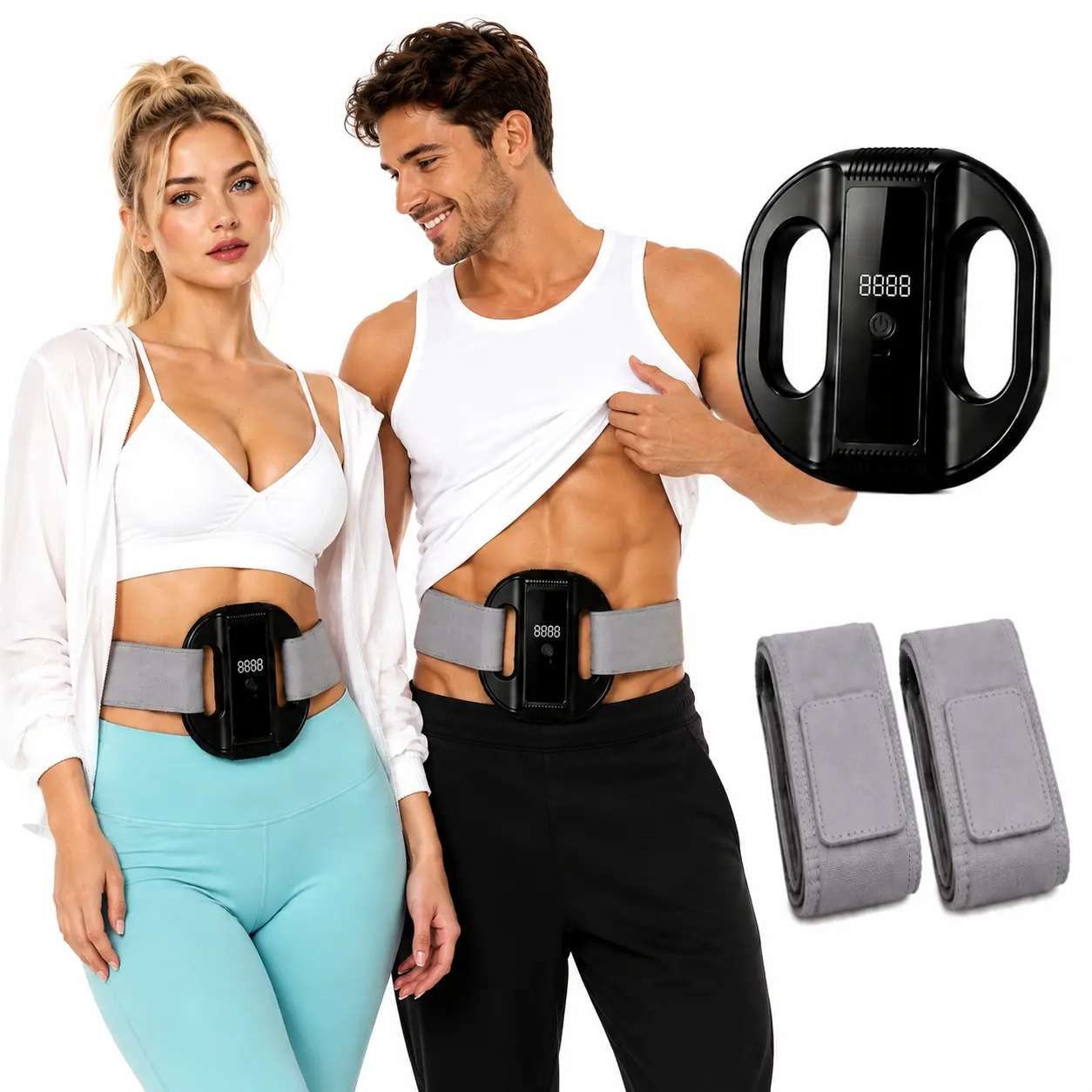 2026 New Fascia Ring Vibration Muscle Massager - 15-Speed High-Frequency Fitness Trainer, 2 Washable Straps, Hands-Free for Abdomen, Back