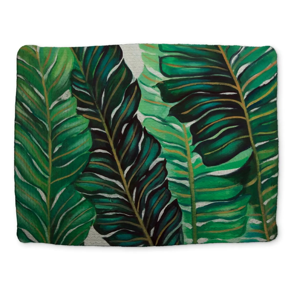 360 stand Botanical Green Braided Placemat - 14x18 in, Elegance-Infused, Nature-Inspired Leaf Print, Durable Polyester, Easy-Clean Kitchen Tableware for Home Decor, Stylish, Aesthetic