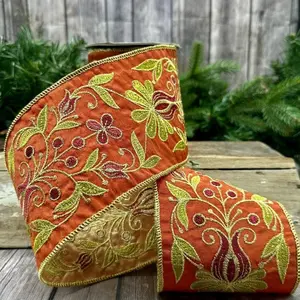 Embroidered Artichoke Ribbon, 4" X 5YD