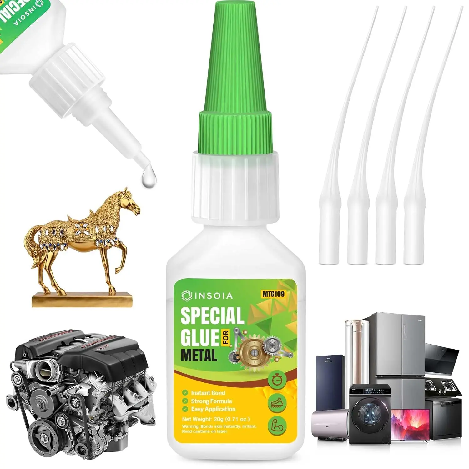 Metal Glue, 20g Heavy Duty Adhesive for Metals and Other Materials Bonding, Waterproof & Fast-Drying, Super Instant Glue for Metal Repairs, Jewelry, DIY Projects, Aluminum, Steel, and More