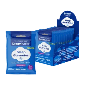 Dream Water Snoozeberry Sleep Gummies, Melatonin with GABA & 5-HTP, Sleep Support Supplement, Nighttime Sleep Solution, Stay Asleep & Wake Refreshed, 6ct Pouches (12 Pack)