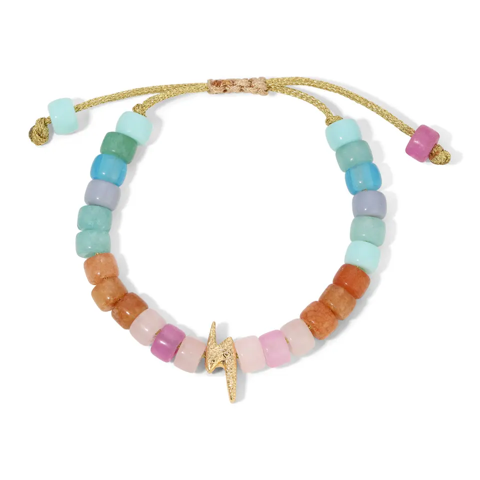 Lightning Bolt Beaded Bracelet | Handmade Crystal Gemstone Bracelet | Lucky Protection Stretch Bracelet for Women | Fashion Jewelry Gift, Women's Bracelets & Bangle Collection