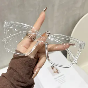 Vintage Cat Eye Glasses, Fashion Transparent Frame, Optional Lenses, Perfect for Daily Wear, Yj-663 Model, PC Material, Clear Lens Eyeglasses