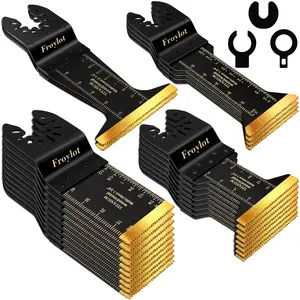 24PCS Titanium Oscillating Tool Blades – Multi-Tool Blades Cutting Nails, Staple, Copper Pipe,,, Wood, Siding – Fit,, Fein,, Rigid (M42 Ti)