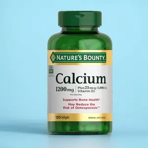 Nature's Bounty Calcium 1200 mg with 1000 IU Vitamin D3 - Bone Health Softgels, Gluten Free, 120 ct, 2 Softgels per Day, Supports Bone and Immune Health