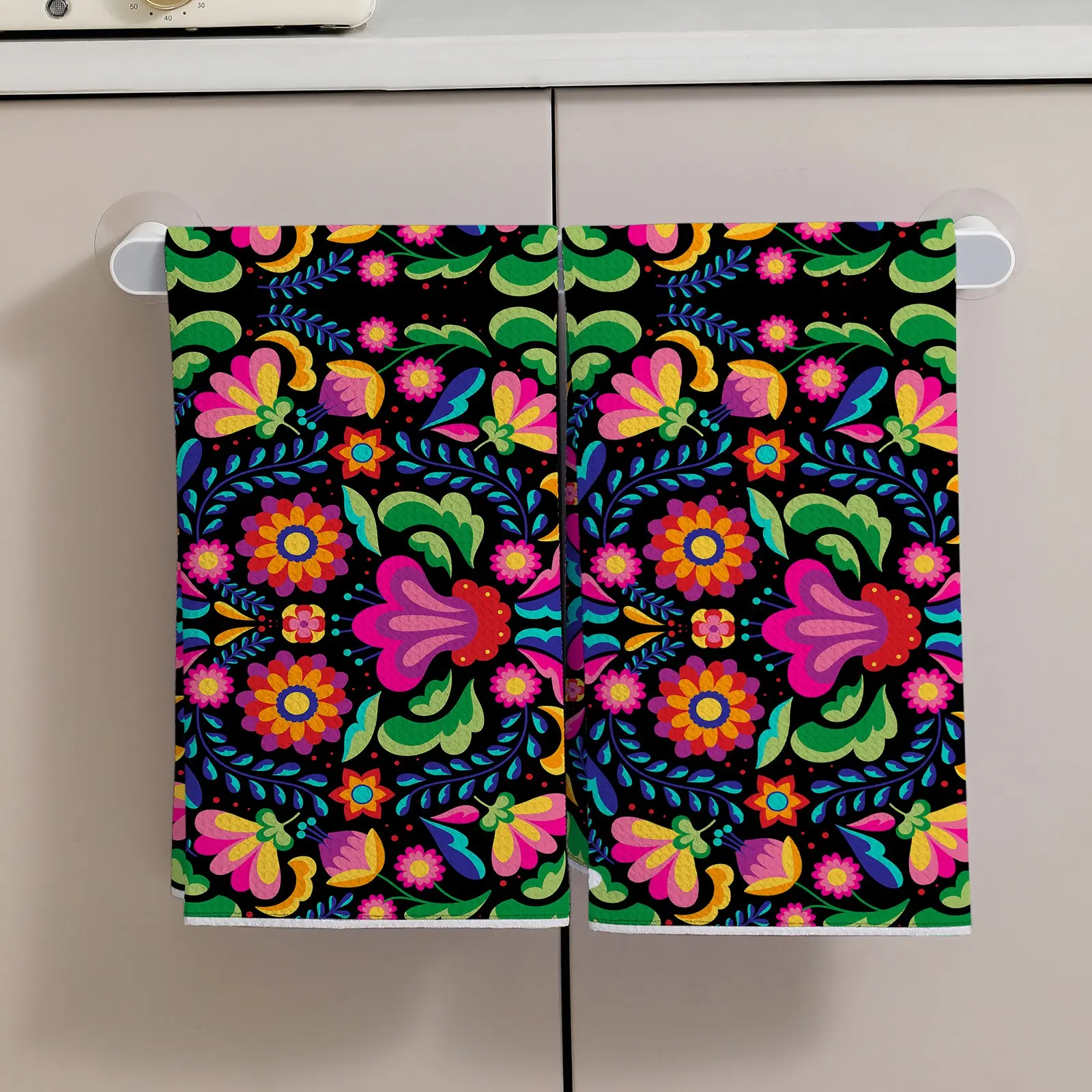 Mexican Floral Kitchen Towel, Tenango Style Decorative Dishcloth, Absorbent Hand Towel, Perfect Gift for Friends and Family