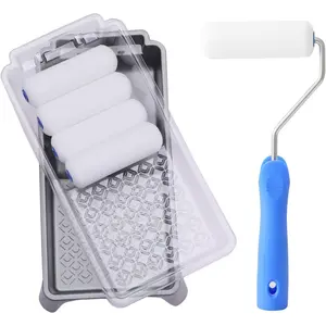 Roller, 4 inch  Roller 8 Pack, Small  Roller, High Density   Roller Tray and Liner Set, Sponge Rollers for Painting and Staining