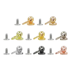 10Sets 8mm Alloy Ball Post Screwbacks with O-Rings, Round Head Rivet with Pull Ring Fashion Accessories For DIY Supplies, Phone Case, Leather Craft