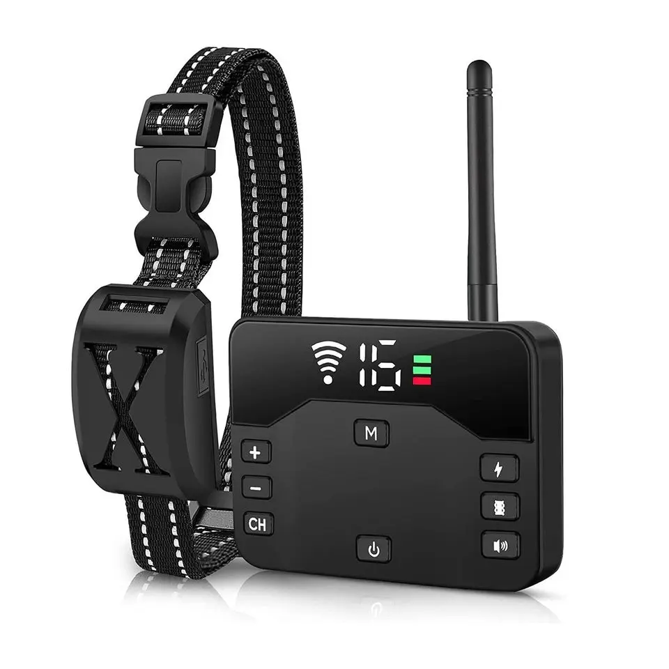 2-in-1 Wireless Electric Dog Fence & Training Collar with Safety Zone for Canine Containment & Behavior Correction